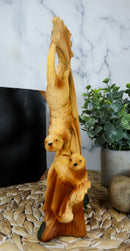 Ebros Pacific Ocean Sea Otters Statue 9" Tall Faux Wood Resin Marine Weasel Sea Otters Family Scene Figurine
