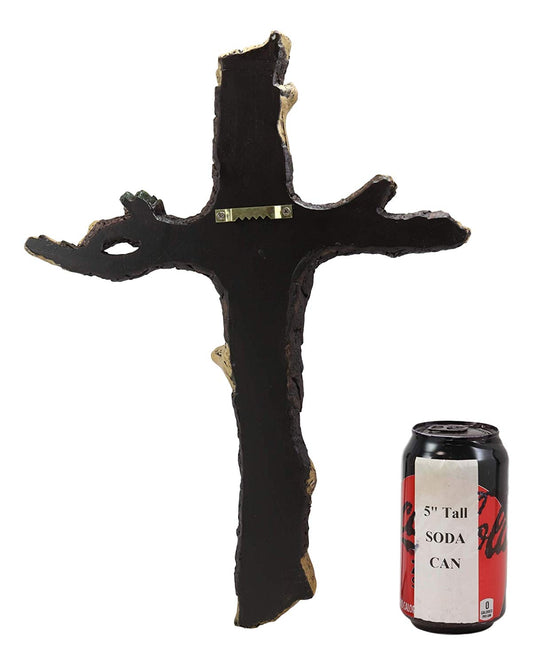 Ebros Gift 14.25" H Rustic Black Bear Cub Sleeping On Pine Tree Wall Cross Decor - Ebros Gift