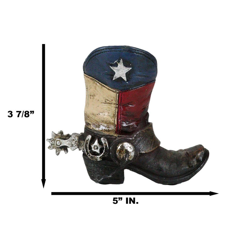 Rustic Western Cowboy Faux Leather Texas State Flag Boot With Spur Pen Holder