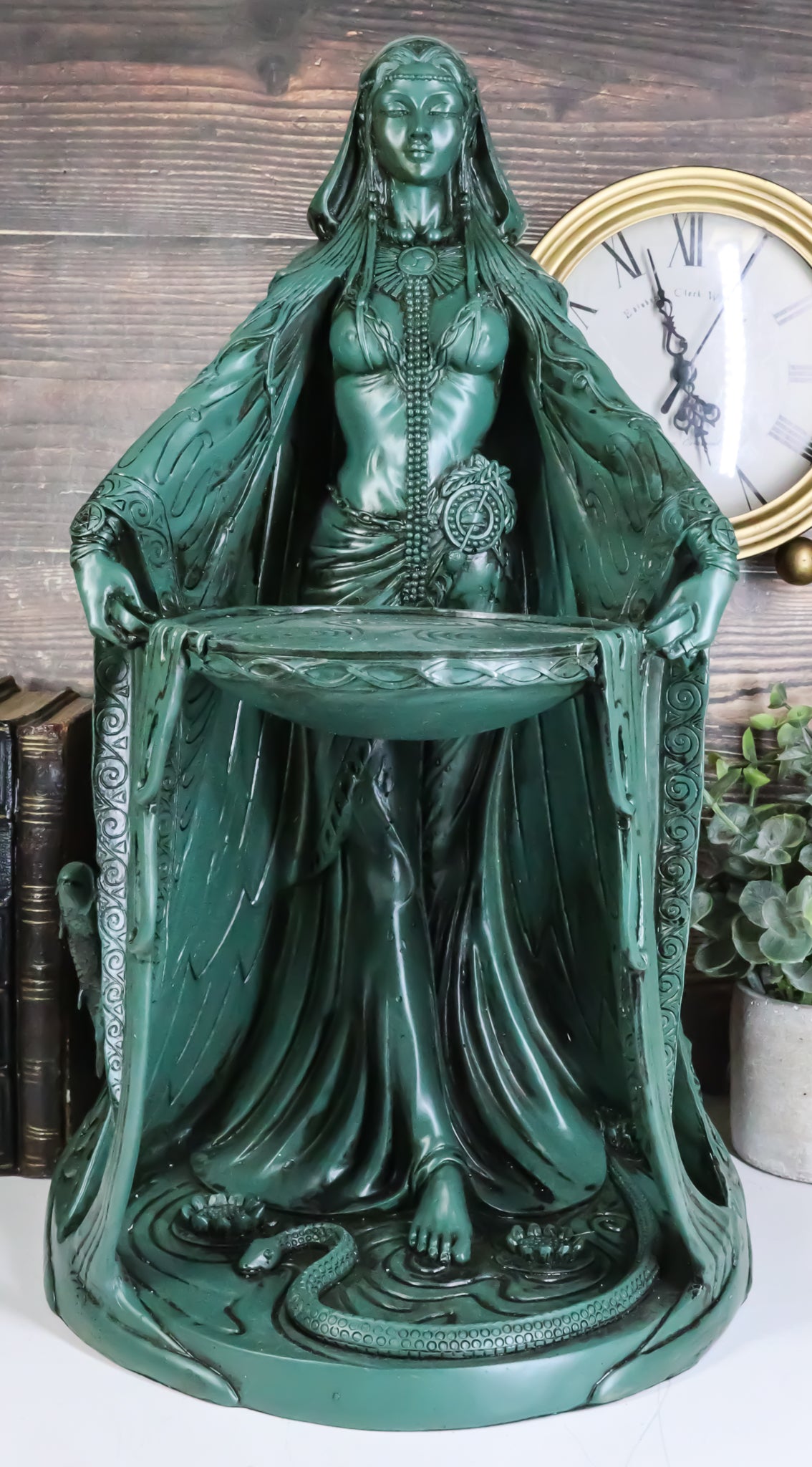Ebros Green Maxine Miller Celtic Triple Goddess Danu With Cauldron Statue 16"H - Ebros Gift