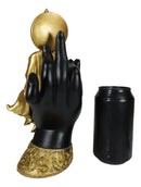 Feng Shui Golden Fire Buddha Gautama Meditating On Black Mudra Hand Figurine