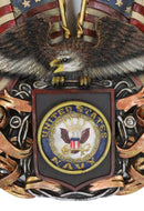 Patriotic US United States Navy Eagle Emblem With 2 American Flags Wall Decor