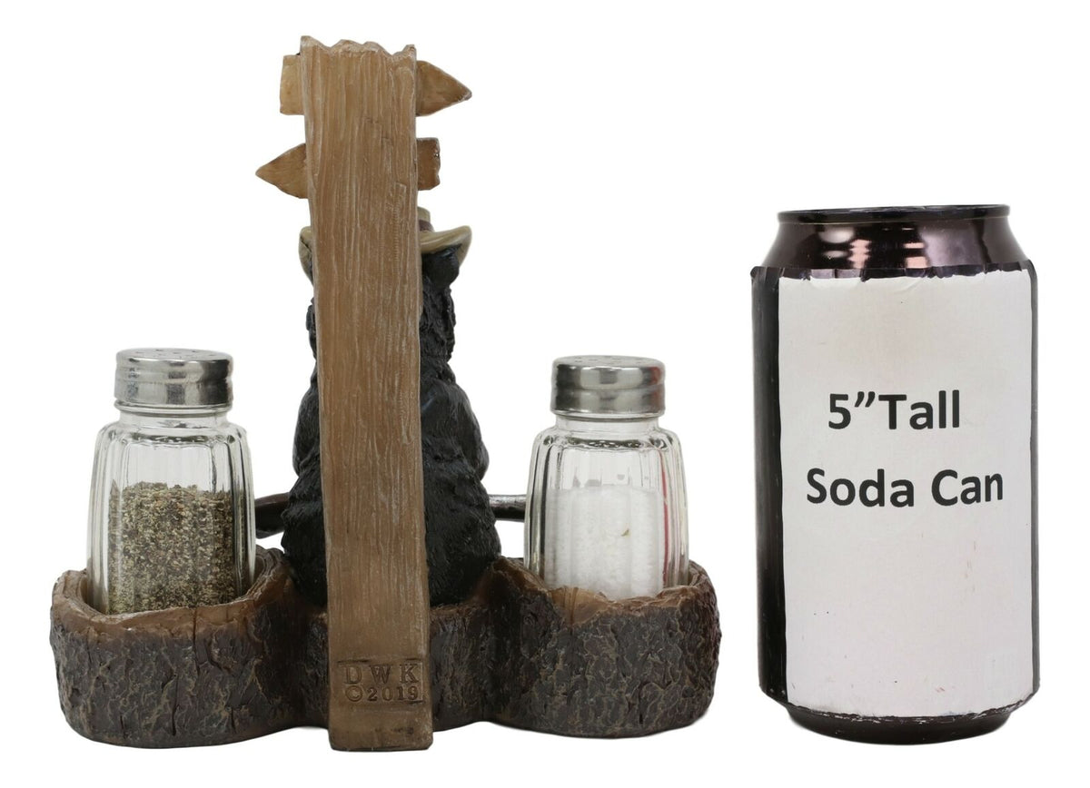 Ebros Western Papa Bear With Shotgun Salt And Pepper Shakers Holder Figurine - Ebros Gift
