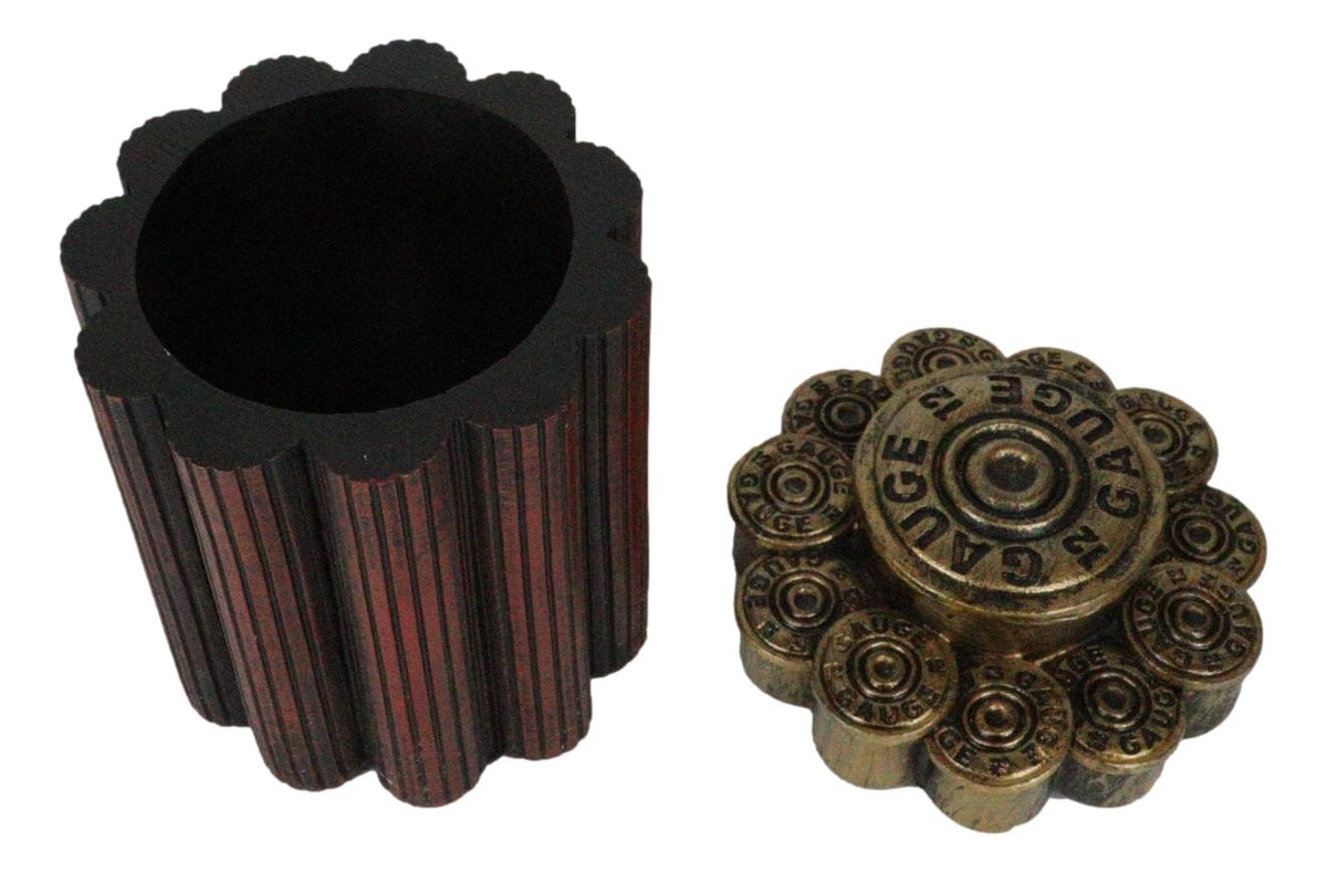 Rustic Western Shotgun 12 Gauge Bullet Shells Decorative Container Box With Lid