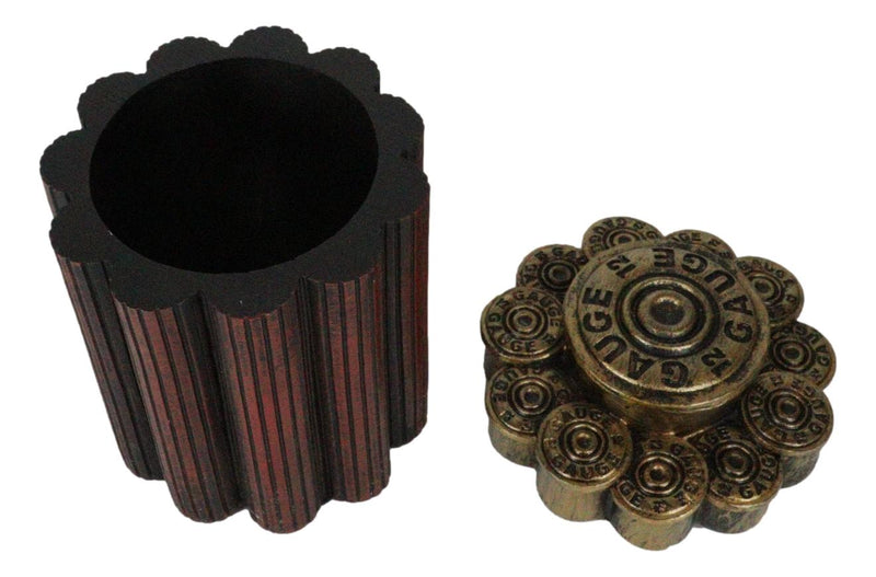 Rustic Western Shotgun 12 Gauge Bullet Shells Decorative Container Box With Lid