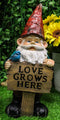 Whimsical Festive Garden Mr Gnome And Bluebird With Love Grows Here Sign Statue