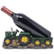 Vintage Old Fashioned Green Harvest Farm Tractor With Trailer Wine Holder 11"L