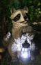 Ebros Night Bandit American Raccoon Statue Holding Solar Lantern LED Light 15"H