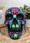 Ebros Gift Day Of The Dead Black Multi Colored Floral Tattoo Skull Figurine 8"L