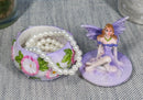 Ebros Gift Purple Lavender Fairy Small Round Trinket Jewelry Box Figurine 3.25" High