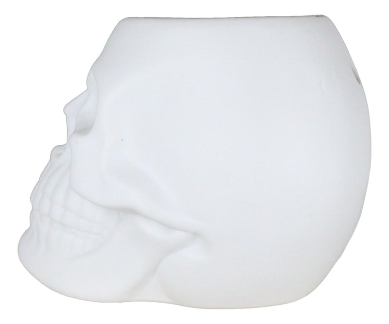Matte White Gothic Skull Skeleton Ceramic Votive Candle Essential Oil Warmer