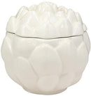 Ebros 6"D Ceramic White Artichoke Condiments Container With Lid Dipping Sauce