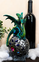 Elemental Jade Firnen Dragon Resting On LED Gyrosphere Orb Night Light Figurine