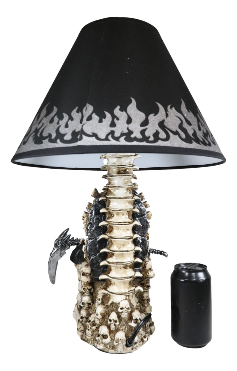 Ebros Grim Reaper Seated On Skeleton Justice Throne With Scythe Table Lamp With Shade