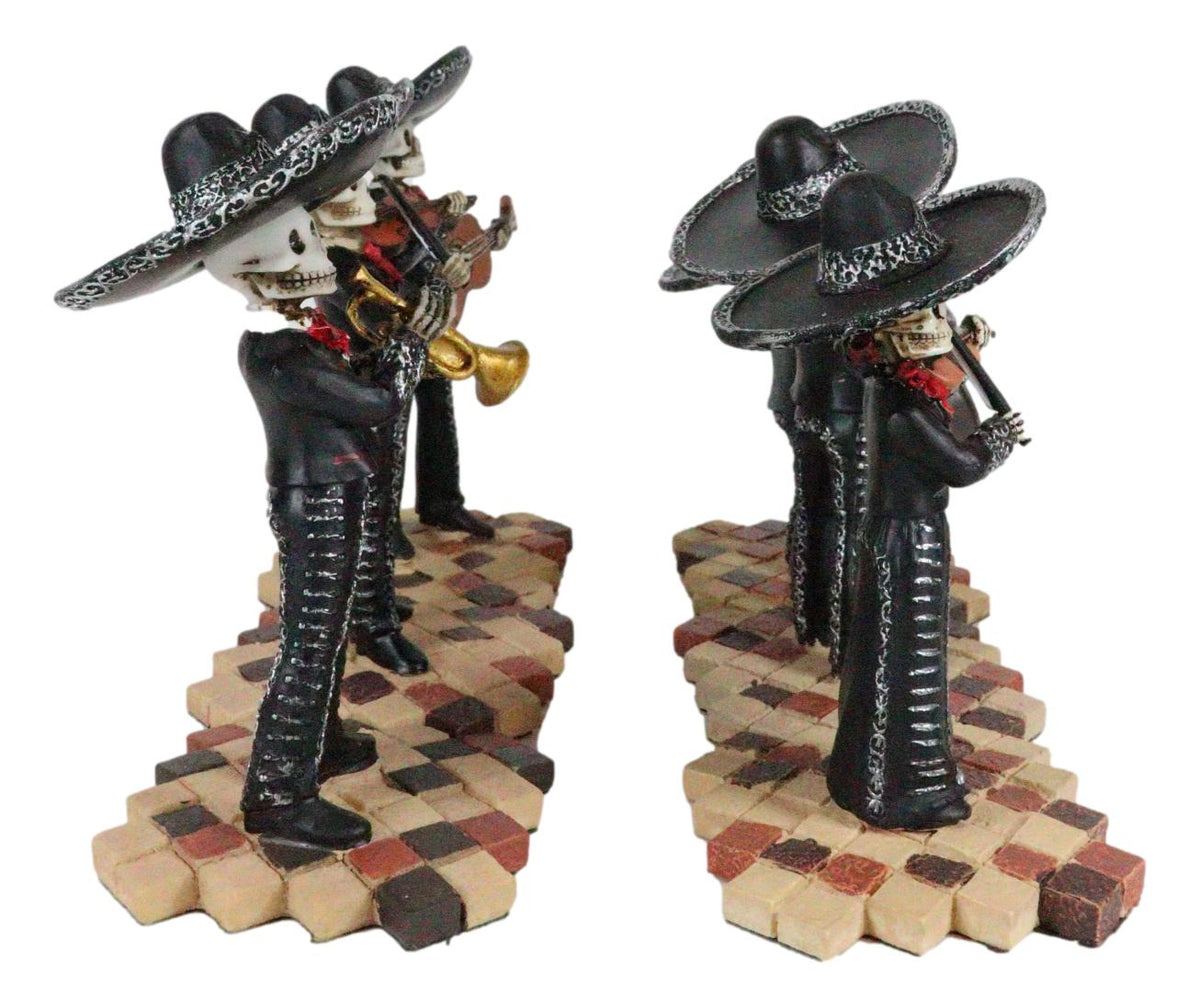 Day Of The Dead Black Mariachi Band Folk Musician Skeleton Figurines Set of 6 - Ebros Gift