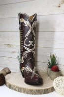 Six Shooter Pistols And Bullets Cowboy Boot Decorative Vase Planter Figurine