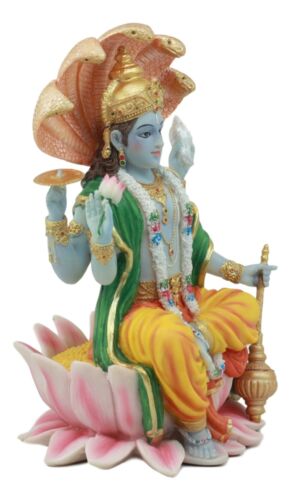 Ebros Hindu God Vishnu Vasudeva Sitting On Throne of Cobras Statue 8"H