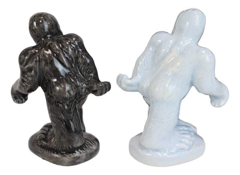 Ceramic Abominable Snowman Yeti And Bigfoot Salt And Pepper Shakers Figurine Set