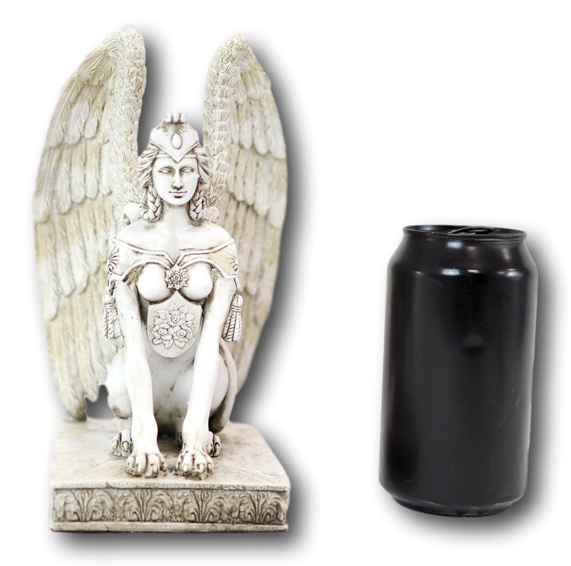 Ancient Greek Greco Roman Guardian Winged Lion Female Sphinx Resin Statue 8"H
