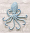 Ebros Gift 6.5" H Cast Iron Nautical Deep Sea Octopus Wall Mount 6 Pegs Hooks Hanging Plaque Tentacle Hook Feature for Keys Hats Leash Backpacks (Ocean Blue)