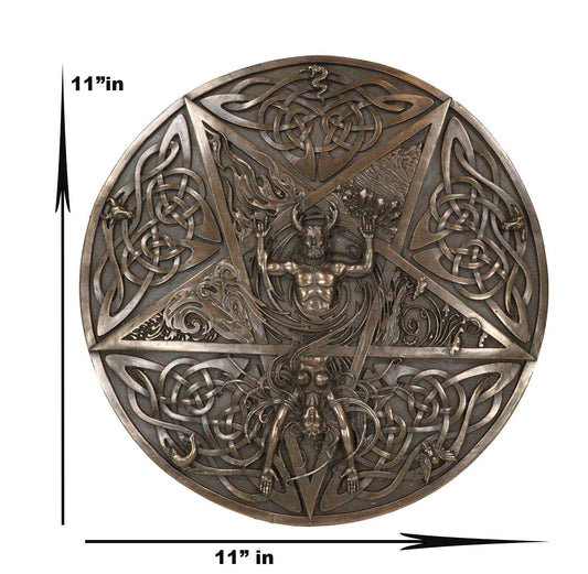 The Horned God & Goddess Elemental Celtic Knotwork Pentacle Wall Plaque Figure
