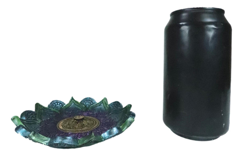 Chakra Buddhist Mandala 8 Spokes Wheel Flower Bloom Incense Burner Figurine
