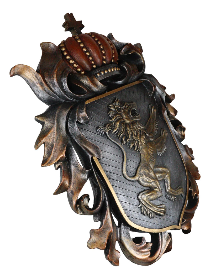 Ebros Large Medieval Heraldic Royal Lion Coat of Arms King Crown Shield Plaque