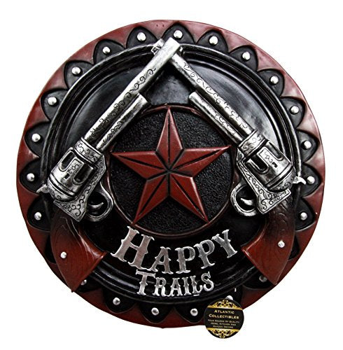 Ebros Gift Wild Western Dual Revolver Six Shooter Gun Happy Trails Wall Plaque Decor Figurine 11.75"D - Ebros Gift