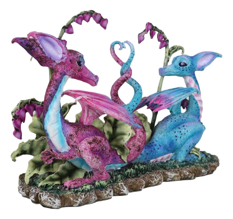 Pink And Blue Valentines Love Dragons Couple With Intertwined Tails Figurine