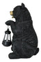 Rustic Garden Cute Black Bear Holding Solar Lantern Path Light Greeter Statue