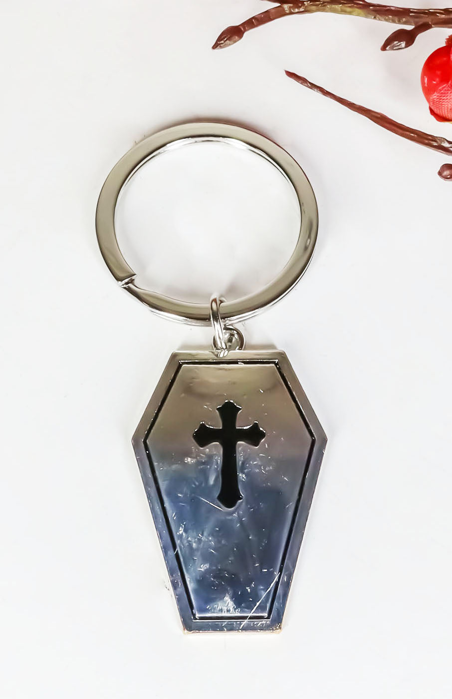 Pack of 4 Metal Wicca Occult Triple Moon Pentagram Coffin Planchette Keychains