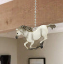 Ceiling Fan Metal Pull Chain With White Equestrian Galloping Horse Handle Knob