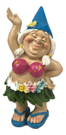 Ebros Free Spirited Hippie Hawaii Themed Vacation Fairy Garden Mrs Hula Bikini Gnome Figurine 6" Tall DIY Mrs Lady Gnomes Collection Statue Home Decor