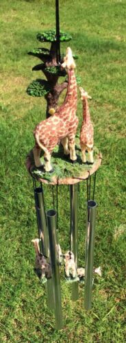 Ebros Safari Giraffe Mother And Calf By The Trees Resonant Relaxing Wind Chime