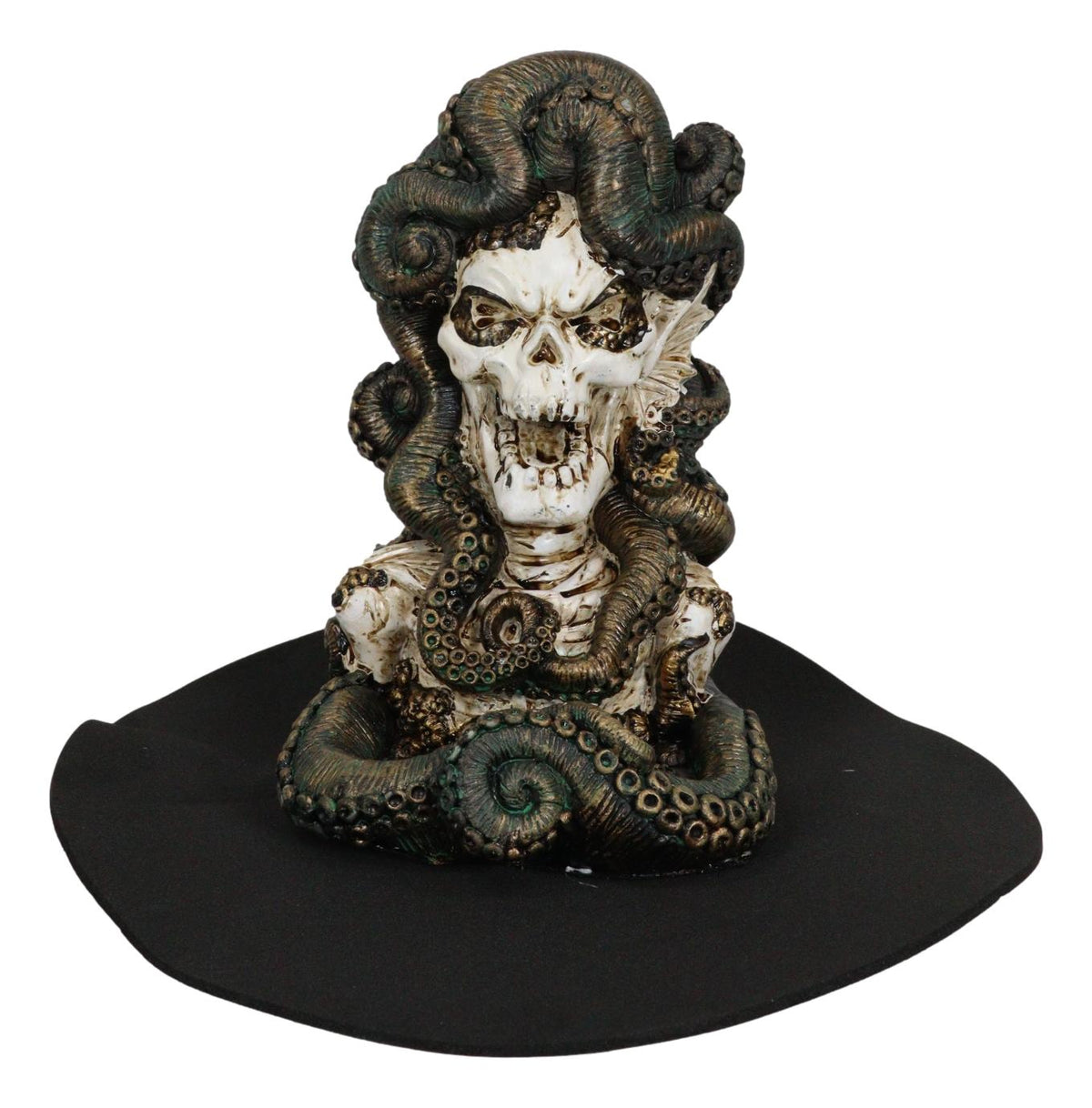 Cecelia Octopus Sea Witch Skull Bust Backflow Incense Cone Burner Figurine