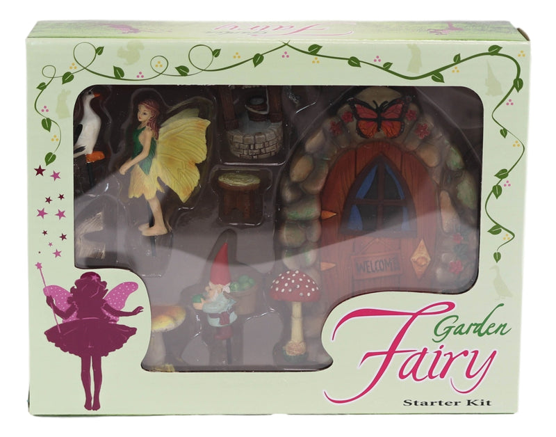 Mini Fairy Garden Door Well Duck Gnome Bridge Table Mushroom 8 Piece Starter Kit