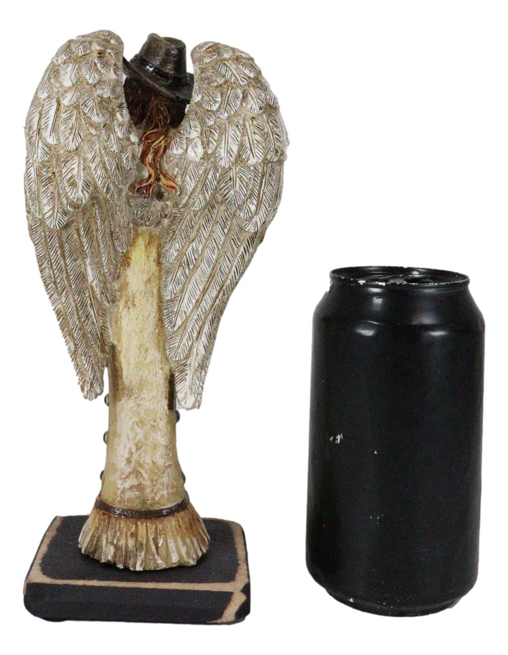 Rustic Western Cowgirl Angel Wearing Cowboy Hat With Dove In Her Hand Figurine