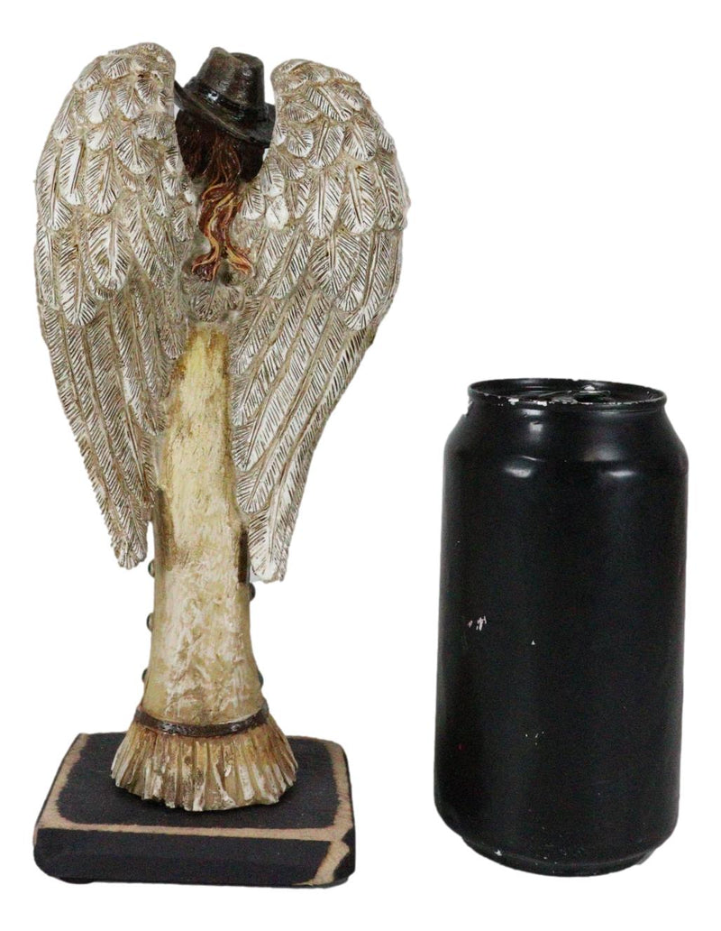 Rustic Western Cowgirl Angel Wearing Cowboy Hat With Dove In Her Hand Figurine