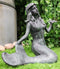 13"L Cast Iron Large Nautical Siren Mermaid Holding Starfish Verdi Green Statue
