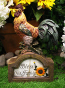 Ebros Rustic Country Rooster Chicken On Archway Bridge Bless This Family Sign Figurine