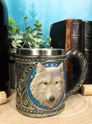 Ebros Gift Alpha Direwolf Wolf Celtic Tribal Magic Resin 16oz Drinking Mug With Stainless Steel Rim Figurine For Coffee Tea Cereal Drinks Halloween Kitchen Dining Decor Of Timber Wolves