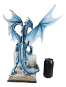 Large 18"H Dragon of Bibliography Sacred Water Spell Book Guardian Statue Decor