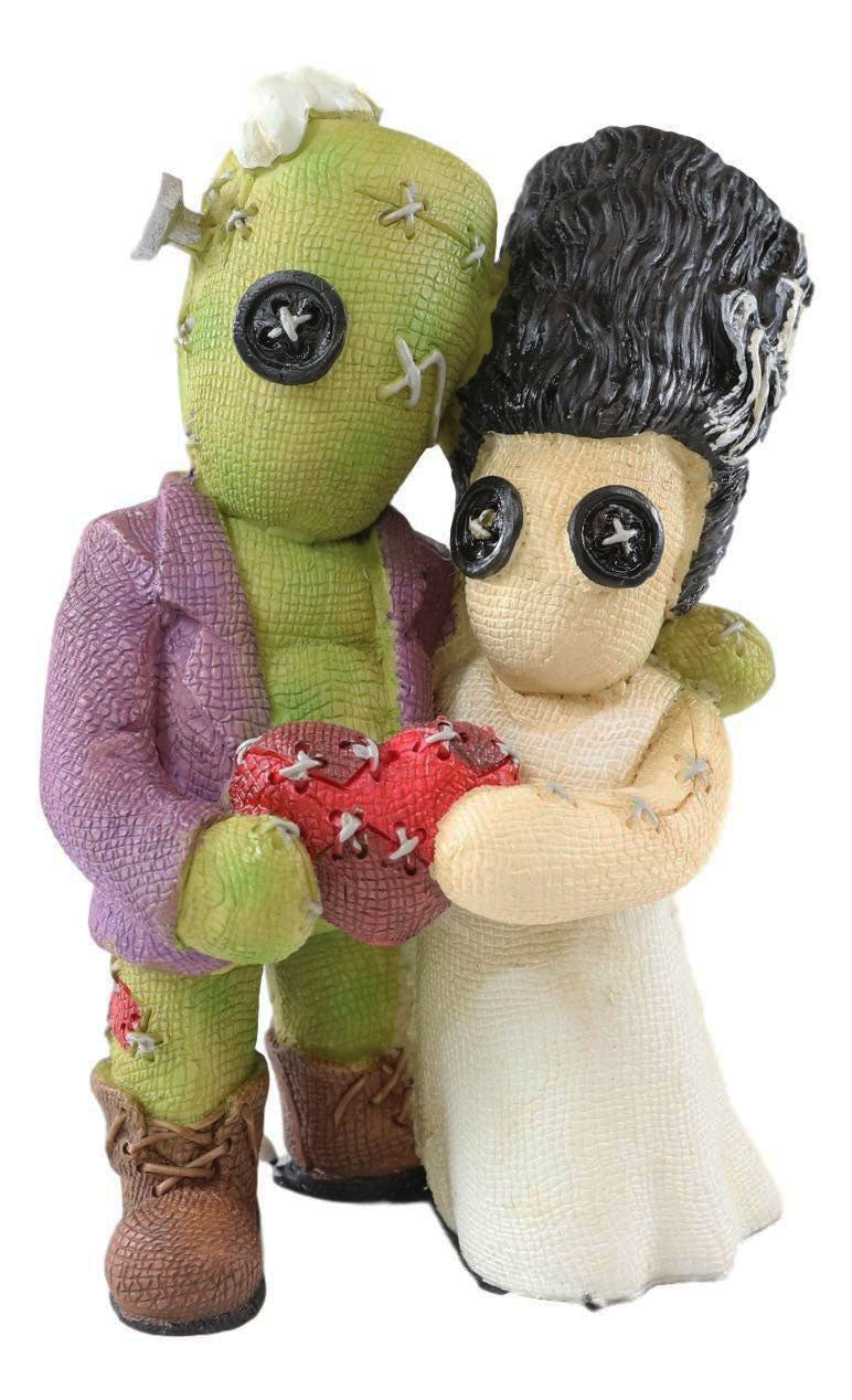Pinheadz Frankenstein And Bride Holding Voodoo Red Heart Immortal Love Figurine