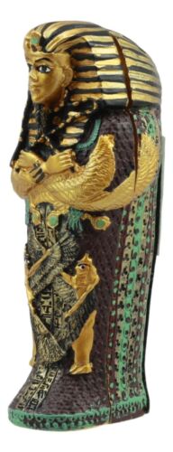 Ebros Egyptian King Tutankhamun Sarcophagus Coffin With Mummy Figurine Set 4"L - Ebros Gift