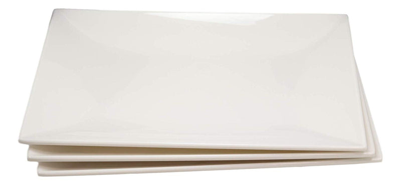 Ebros 15" L White Melamine Rectangular Serving Plate or Slate or Dish SET OF 3 - Ebros Gift
