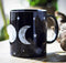Pack Of 2 Black Wicca Sacred Triple Moon Goddess Magic Porcelain Coffee Mugs