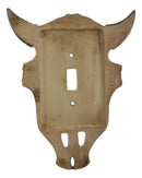 Set of 2 Rustic Western Bull Bison Cow Skull Single Toggle Switch Wall Plates