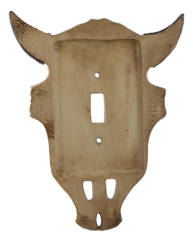 Set of 2 Rustic Western Bull Bison Cow Skull Single Toggle Switch Wall Plates