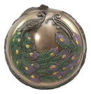 Art Nouveau Beautiful Iridescent Tailed Peacock Round Jewelry Box