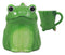 Topsy Turvy Ceramic Green Frog With Water Lily Handle Coffee Mug Drink Cup 11oz